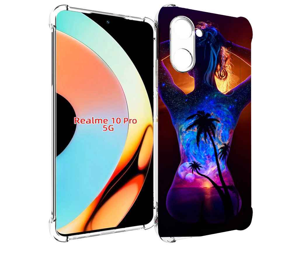 

Чехол бампер MyPads Девушка-и-пальмы женский для Realme 10 Pro п..., Прозрачный, Tocco