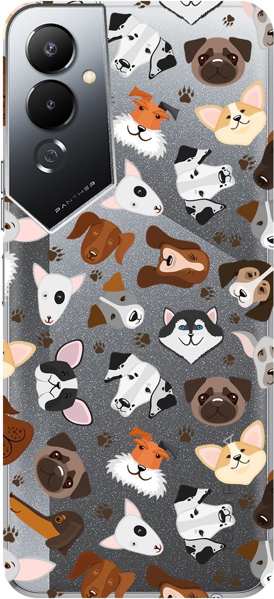

Силиконовый чехол на Tecno Pova 4 с 3D принтом "Dogs Pattern" прозрачный, Прозрачный;коричневый, 158052