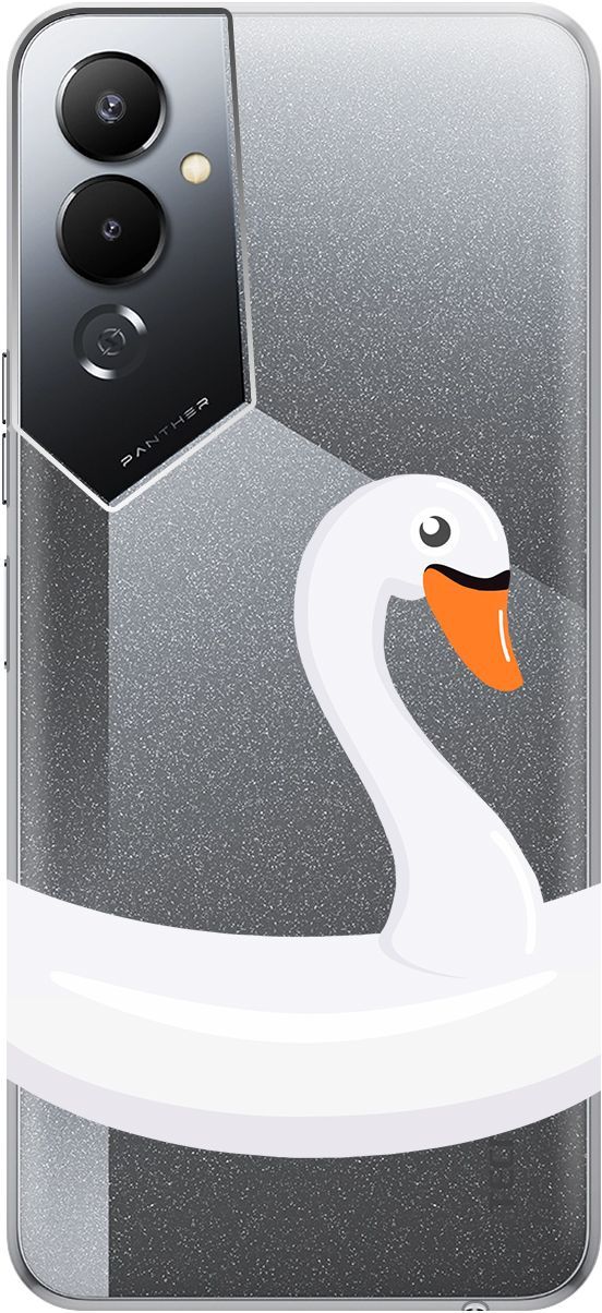 

Силиконовый чехол на Tecno Pova 4 с 3D принтом "Swan Swim Ring" прозрачный, Прозрачный;белый, 158052