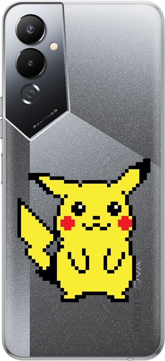 

Силиконовый чехол на Tecno Pova 4 с 3D принтом "Pixel Pikachu" прозрачный, Прозрачный;желтый, 158052