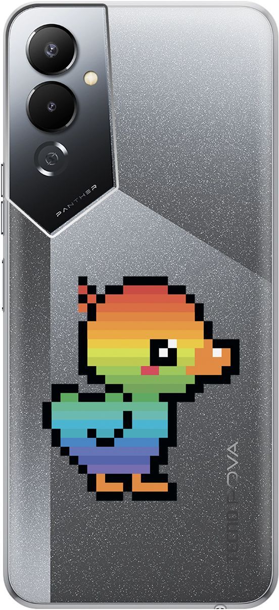 

Силиконовый чехол на Tecno Pova 4 с 3D принтом "Pixel Duck" прозрачный, Прозрачный;желтый, 158052