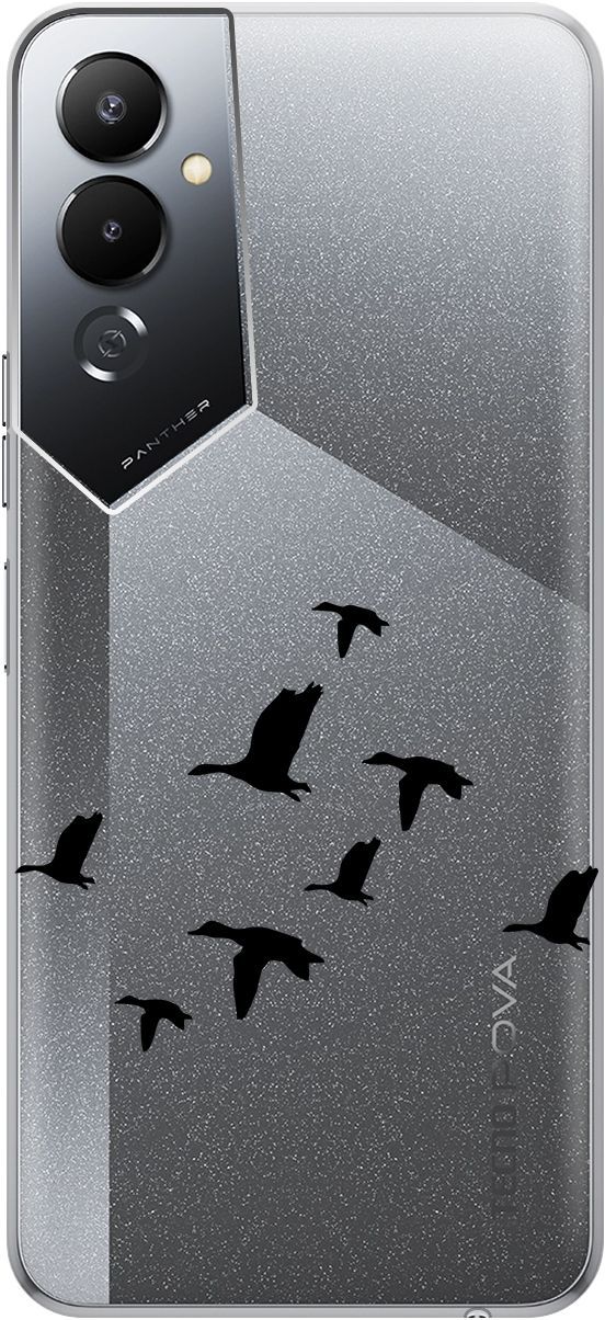 

Силиконовый чехол на Tecno Pova 4 с 3D принтом "Flock of Ducks" прозрачный, Прозрачный;черный, 158053