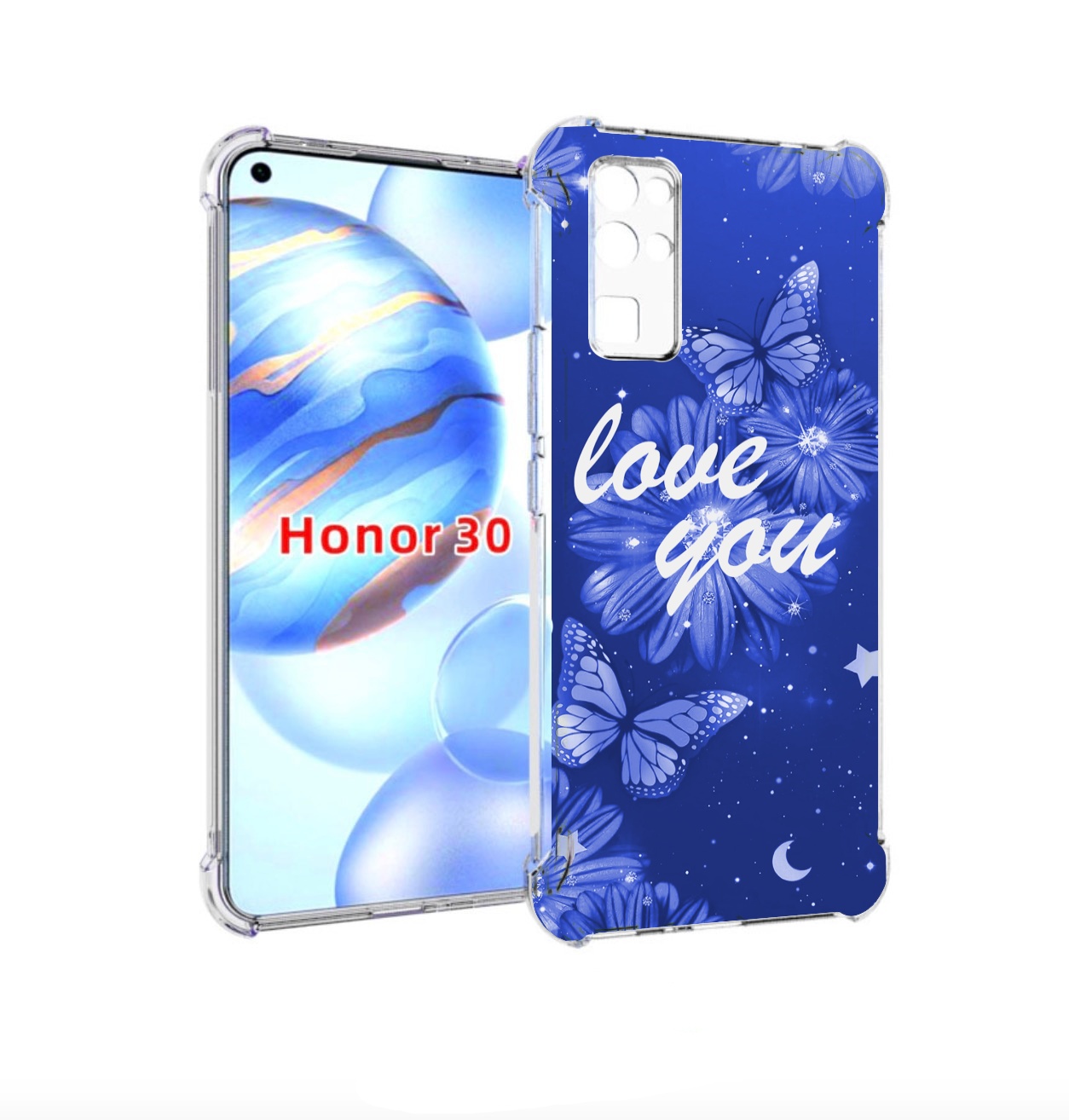 

Чехол бампер MyPads Люблю-тебя-с-бабочками для Honor 30 (BMH-AN1, Прозрачный, Tocco