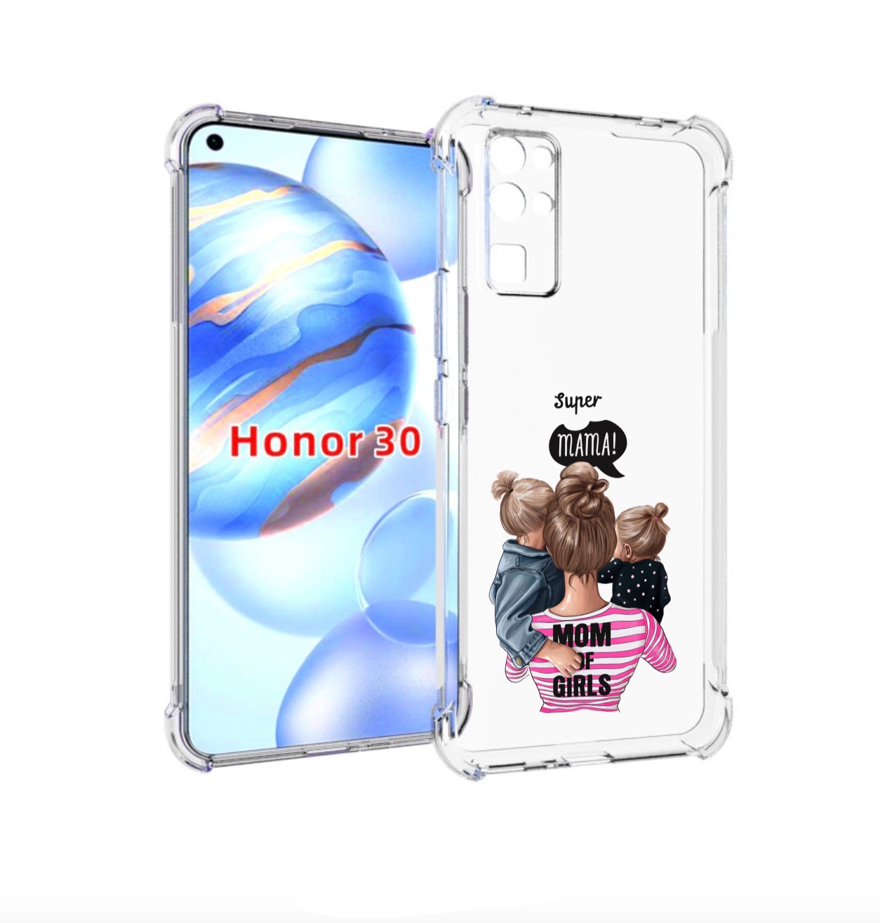 

Чехол бампер MyPads Мама-девочек женский для Honor 30 (BMH-AN10), Прозрачный, Tocco