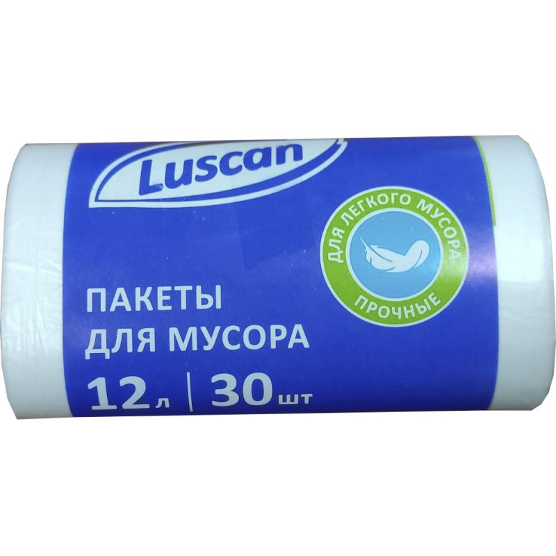 

Мешки для мусора ПНД 12л 6мкм 30шт/рул белые 32х50см Luscan, (5шт.), Белый