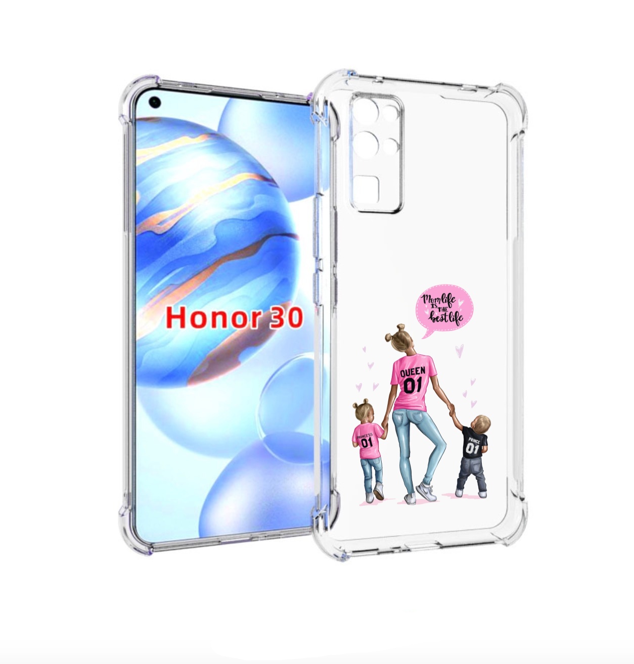 

Чехол бампер MyPads Мама-королева женский для Honor 30 (BMH-AN10, Прозрачный, Tocco