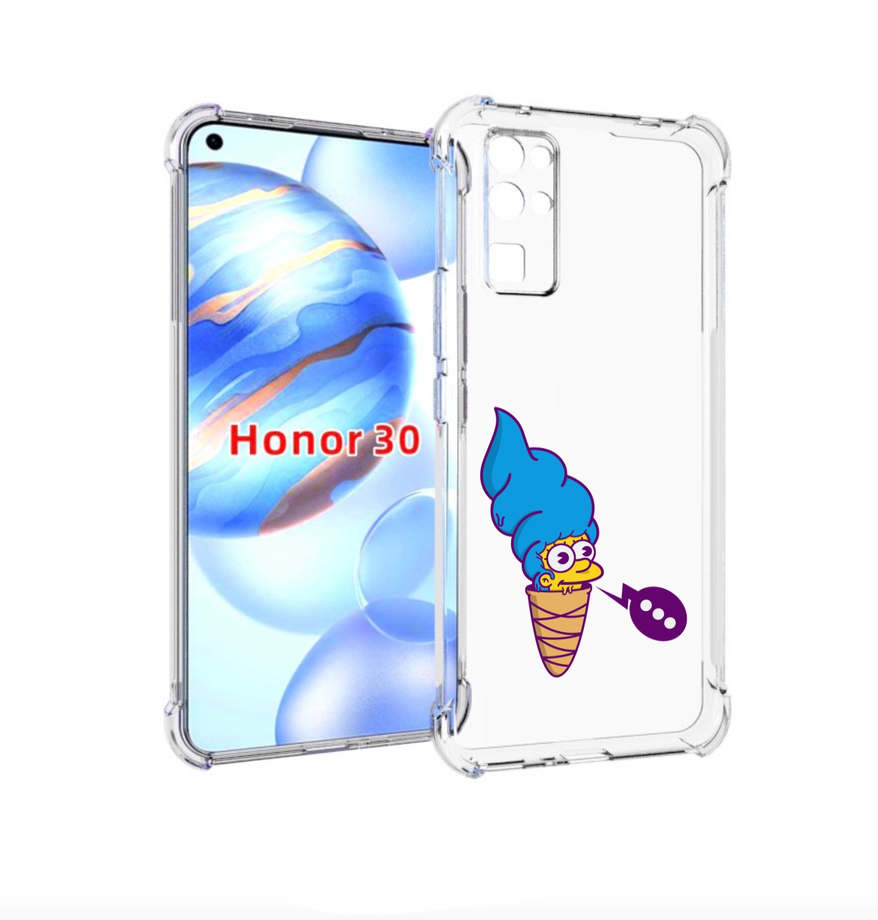 

Чехол бампер MyPads Мардж-рожок для Honor 30 (BMH-AN10) противоу, Прозрачный, Tocco