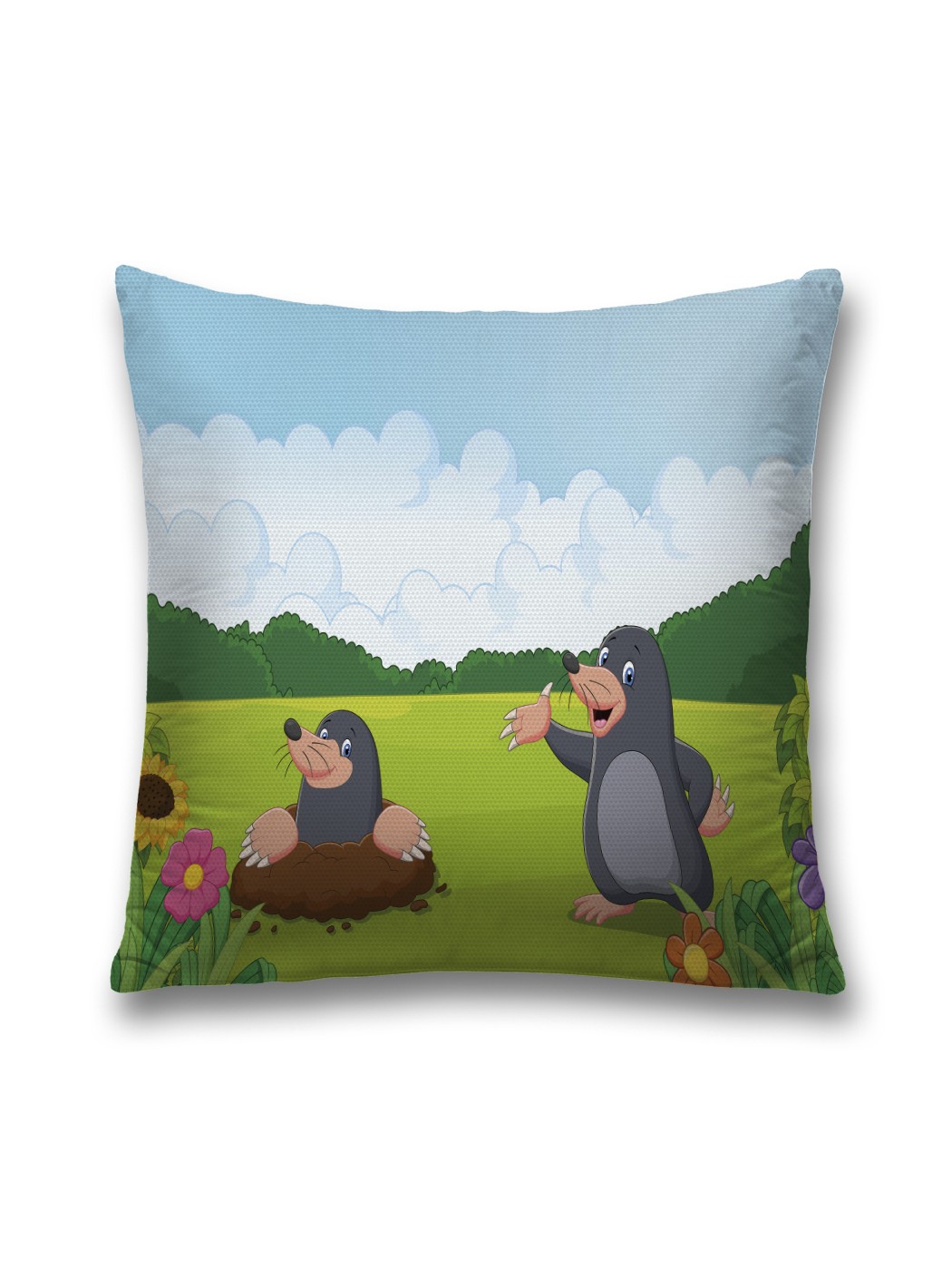 

Наволочка JoyArty декоративная "Кроты на прогулке" на молнии, 45x45 см, Белый