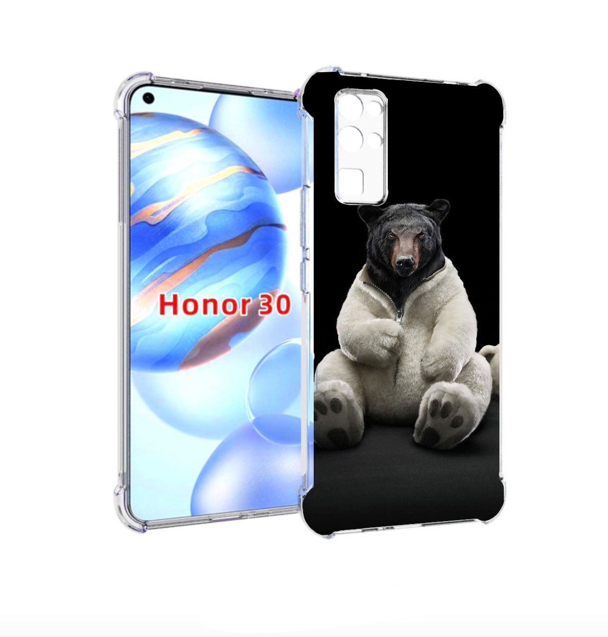 

Чехол бампер MyPads Медведь-бурый-белый для Honor 30 (BMH-AN10), Прозрачный, Tocco