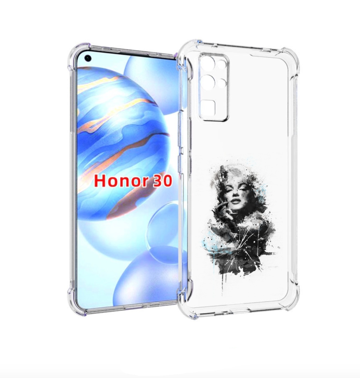

Чехол бампер MyPads Мерлин Монро загадочная женский для Honor 30, Прозрачный, Tocco