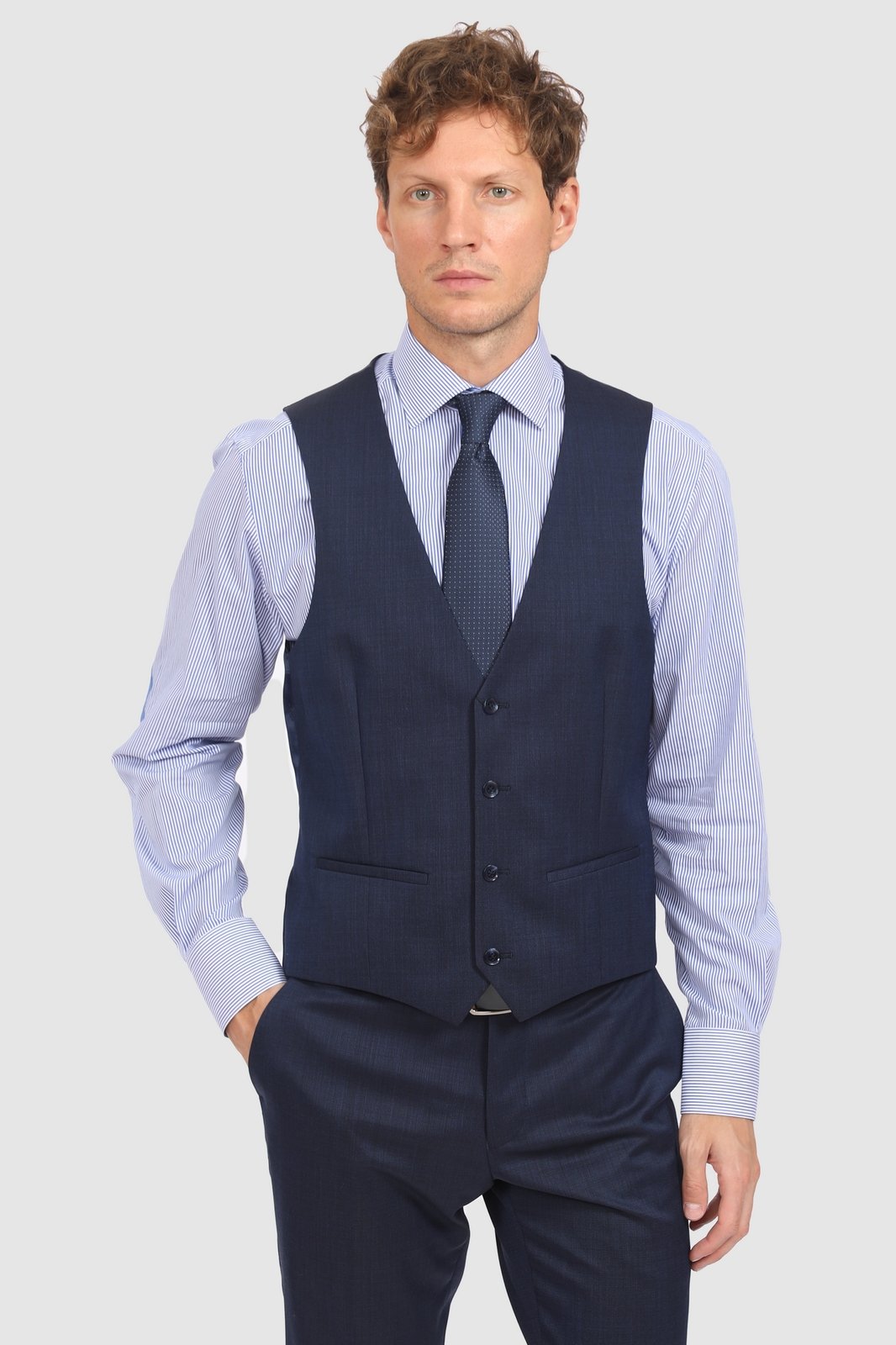 

Костюмный жилет из шерсти мужской Kanzler Синий 52-54/176, 19W-SPR/BL2/N/4