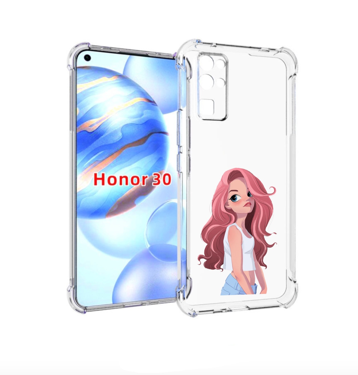 

Чехол бампер MyPads Мультяшный-арт-девушки женский для Honor 30, Прозрачный, Tocco