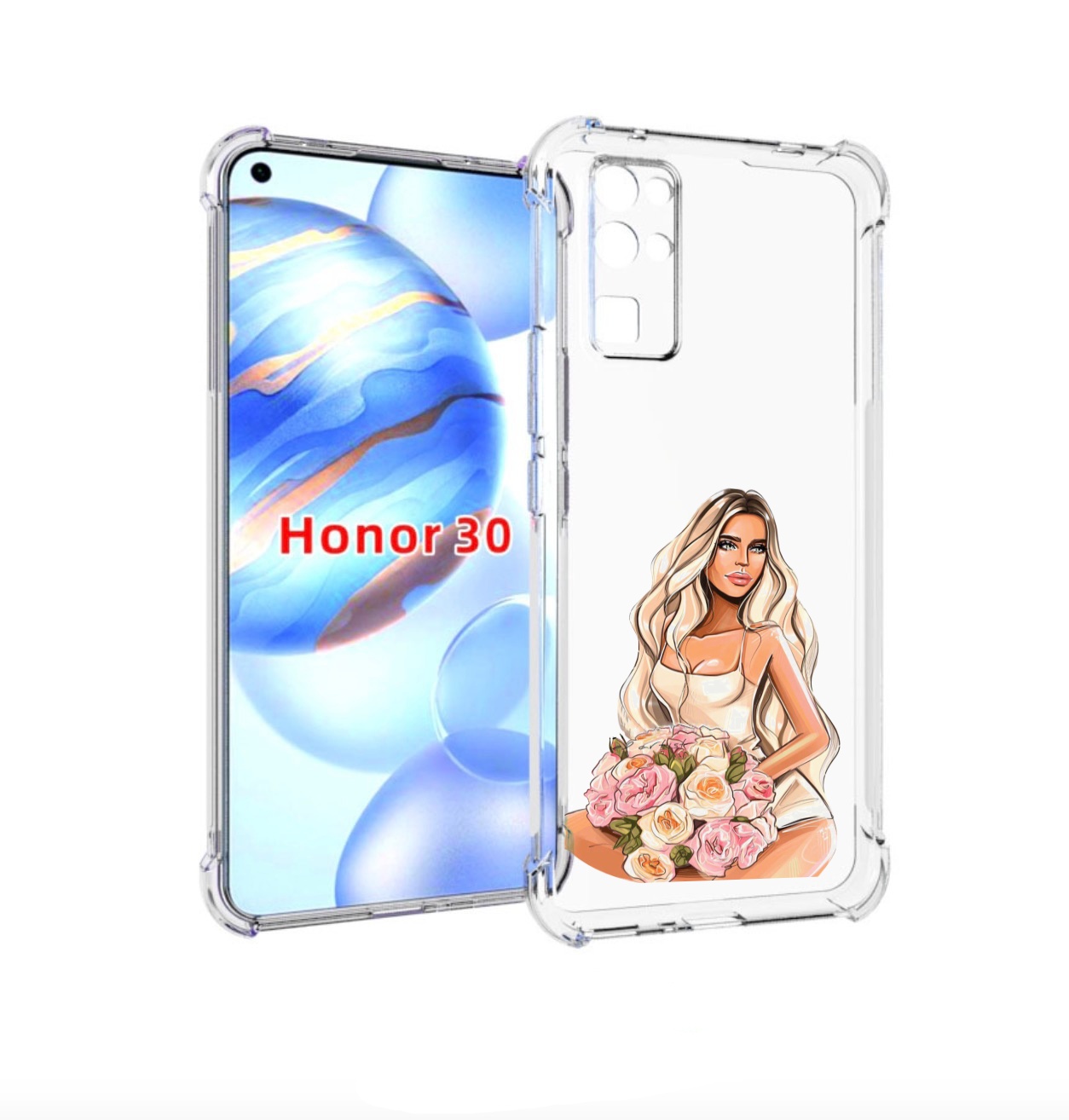 

Чехол бампер MyPads Нежная-девушка женский для Honor 30 (BMH-AN1, Прозрачный, Tocco