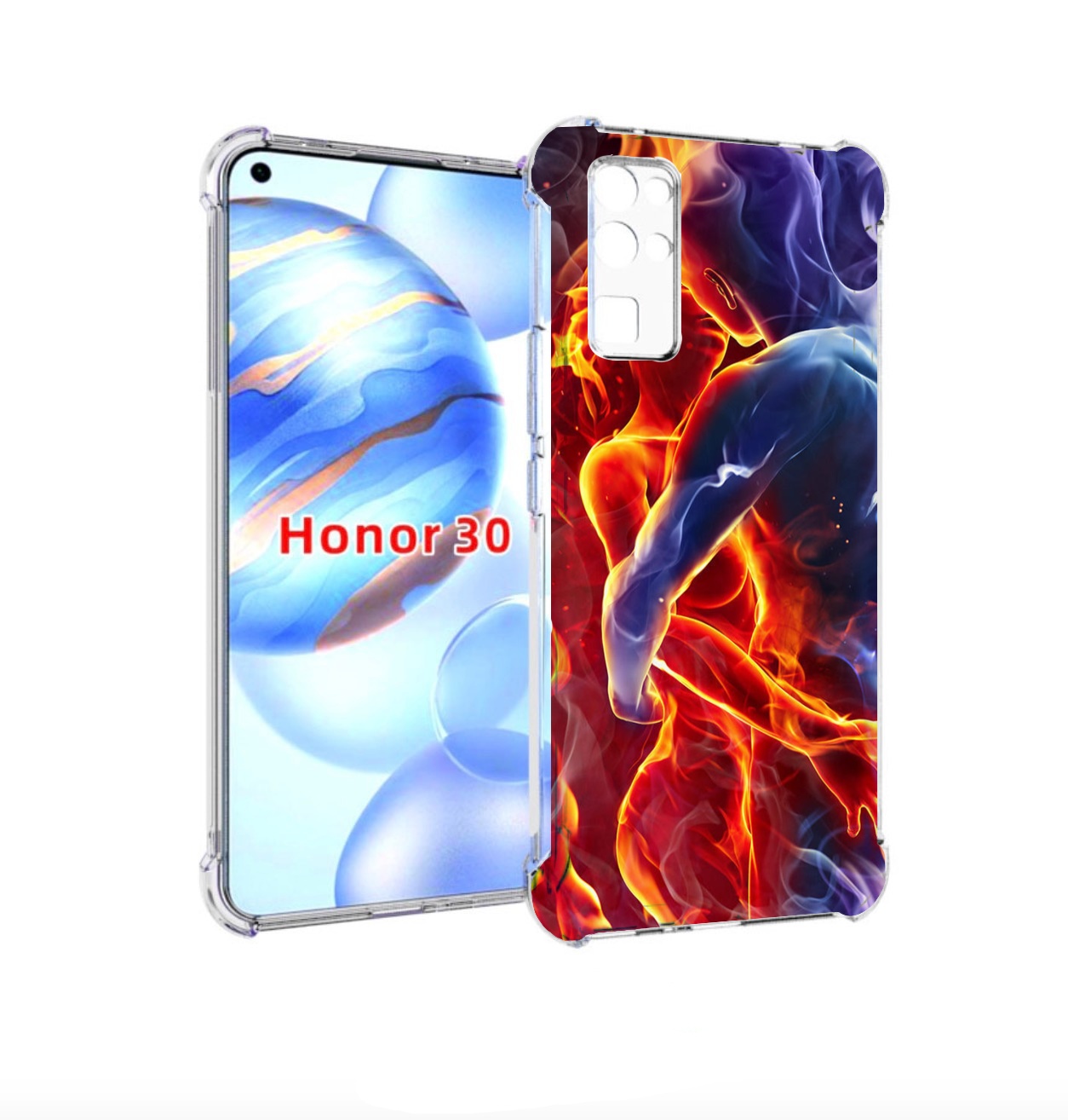 

Чехол бампер MyPads Огонь-вода для Honor 30 (BMH-AN10) противоуд, Прозрачный, Tocco