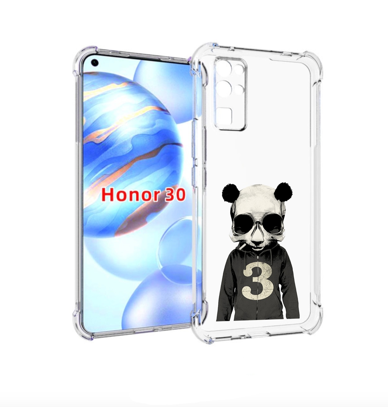 

Чехол бампер MyPads Панда-в-костюме для Honor 30 (BMH-AN10) прот, Прозрачный, Tocco