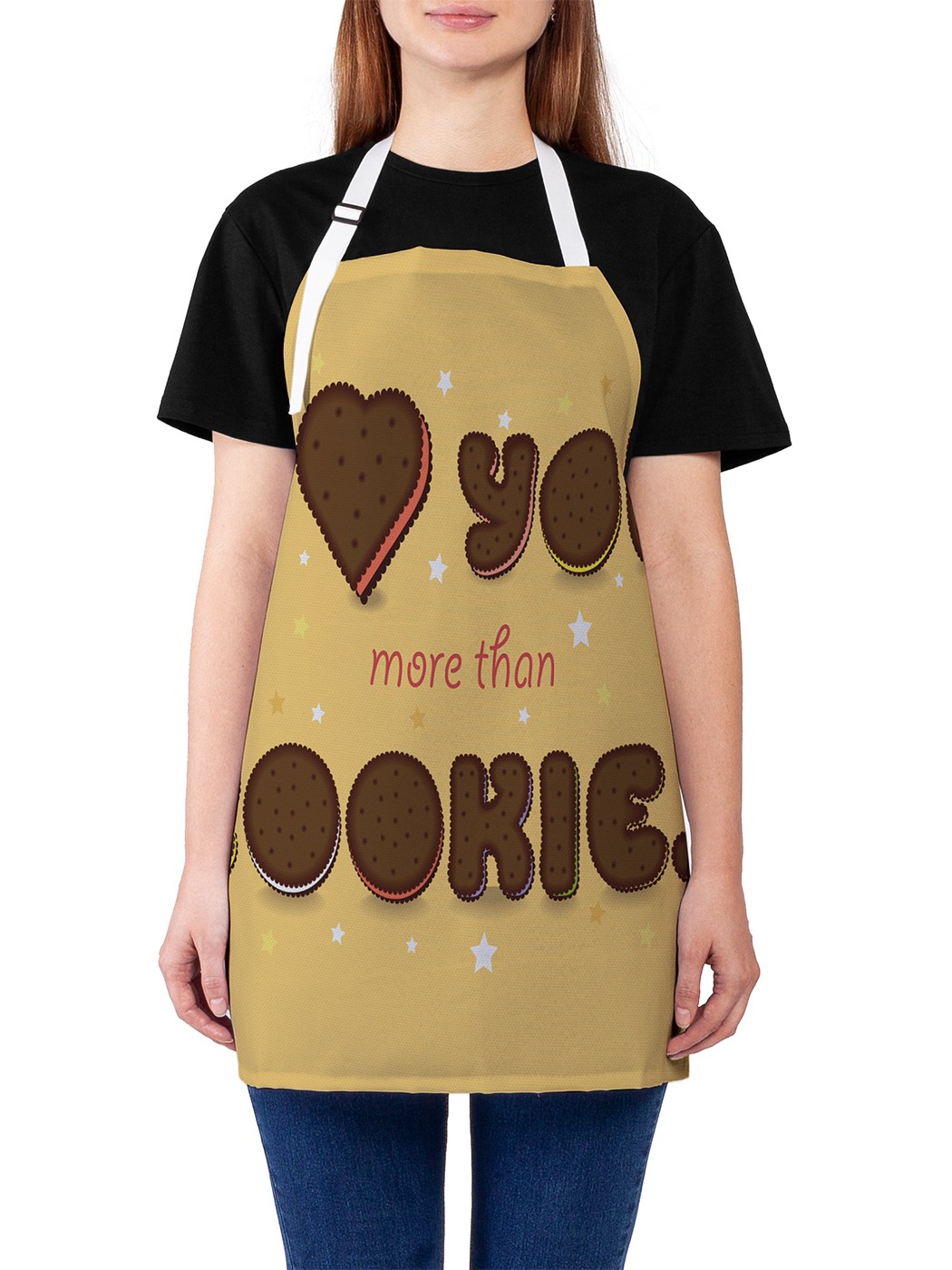 

Фартук женский JoyArty "Я люблю тебя больше, чем печенье", универсальный размер, Желтый