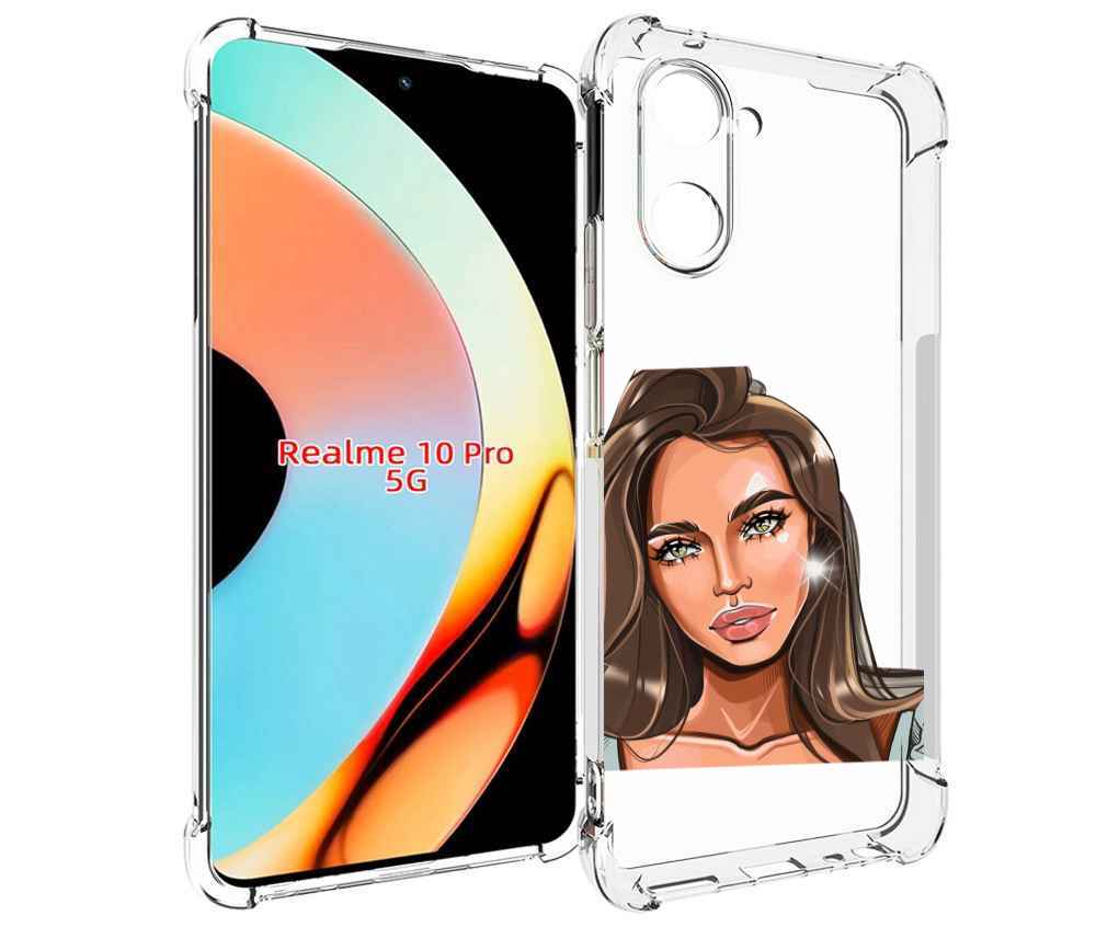 

Чехол бампер MyPads Девушка-с-зелеными-глазами для Realme 10 Pro..., Прозрачный, Tocco