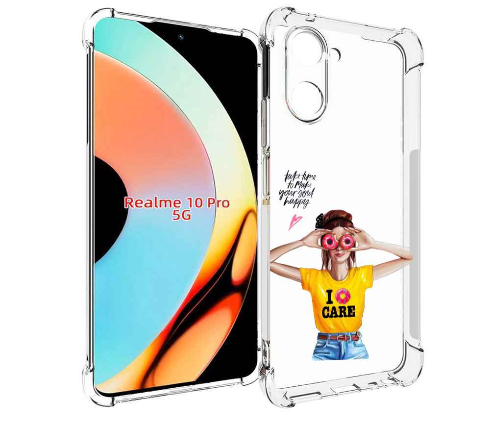 

Чехол бампер MyPads Девушка-с-пончиками женский для Realme 10 Pr..., Прозрачный, Tocco