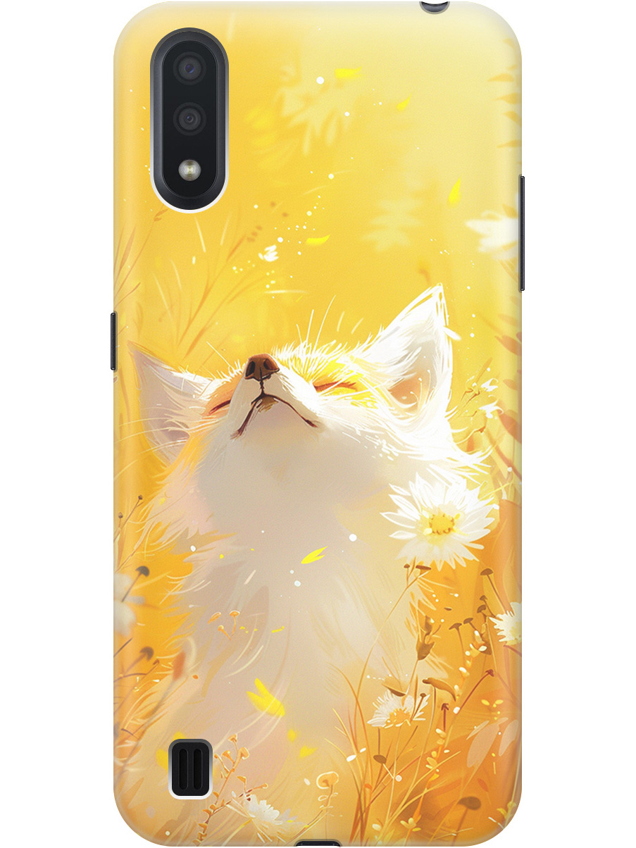 

Силиконовый чехол на Samsung Galaxy A01 с принтом "Лиса в цветах", Прозрачный;белый;желтый;оранжевый, 722444411