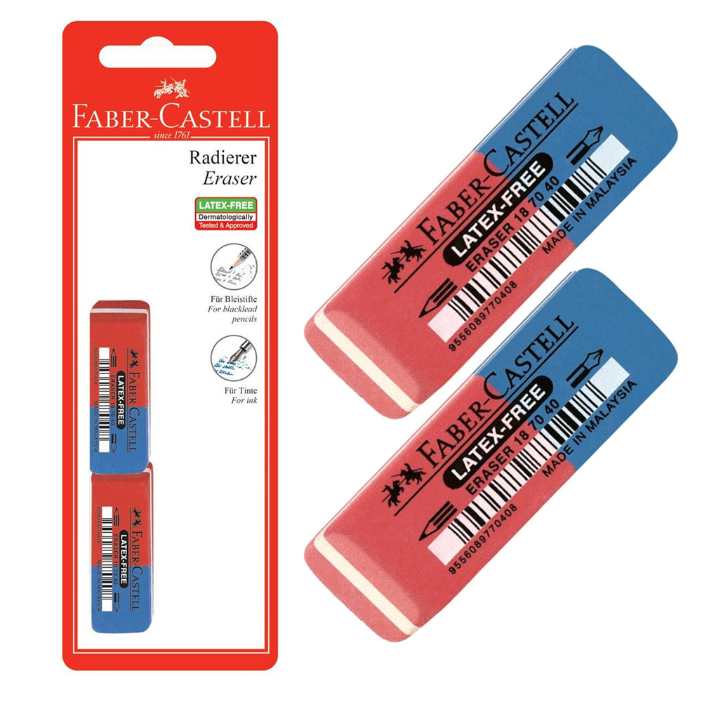 

Faber Castell Ластики для карандаша и чернил Faber-Castell `Latex-Free`, 56х20х7мм, 2шт. (, Разноцветный, Ластики для карандаша и чернил Faber-Castell `Latex-Free`, 56х20х7мм, 2шт. (красно-синие)