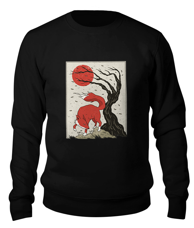 

Свитшот унисекс Printio Fox and sun черный L, Fox and sun