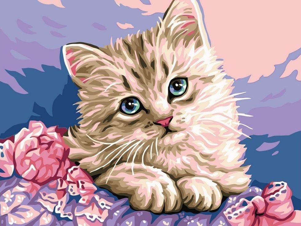 

Картина по номерам Цветной Милый котик, 30x40, Милый котик
