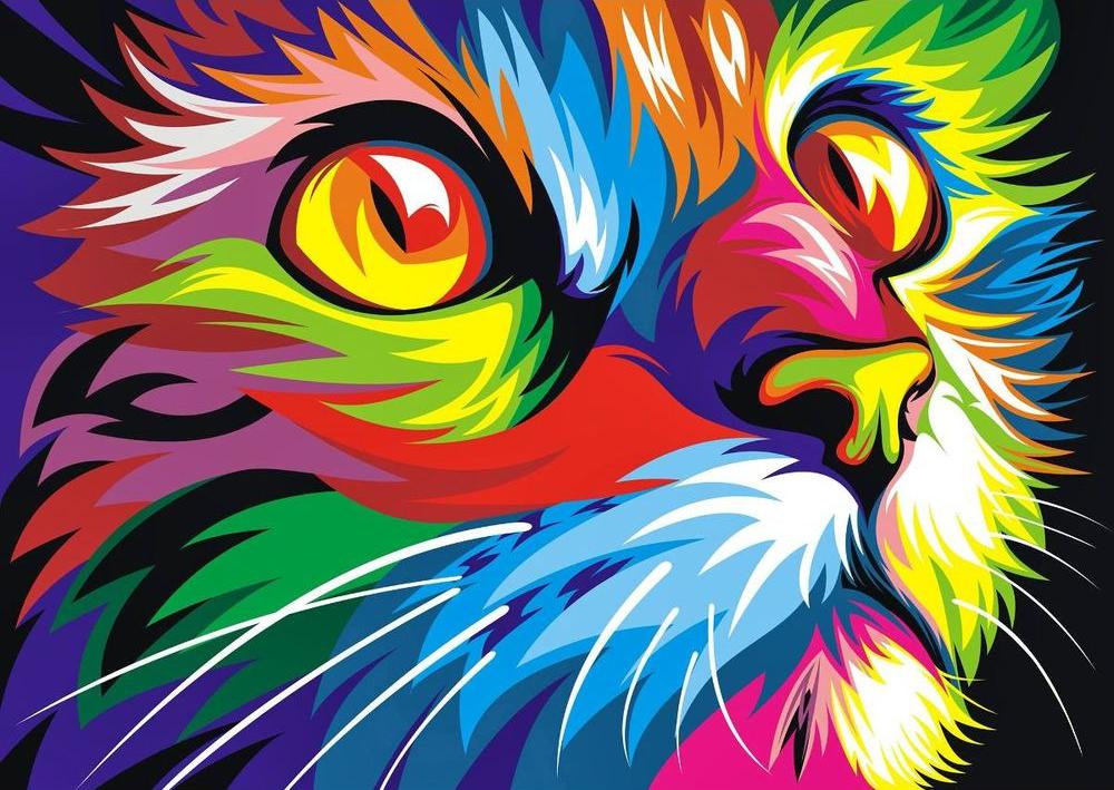 

Картина по номерам Цветной Радужный кот, 30x40, Радужный кот