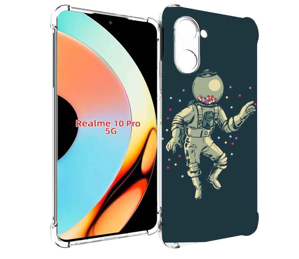 

Чехол бампер MyPads Космонавт для Realme 10 Pro противоударный, Прозрачный, Tocco