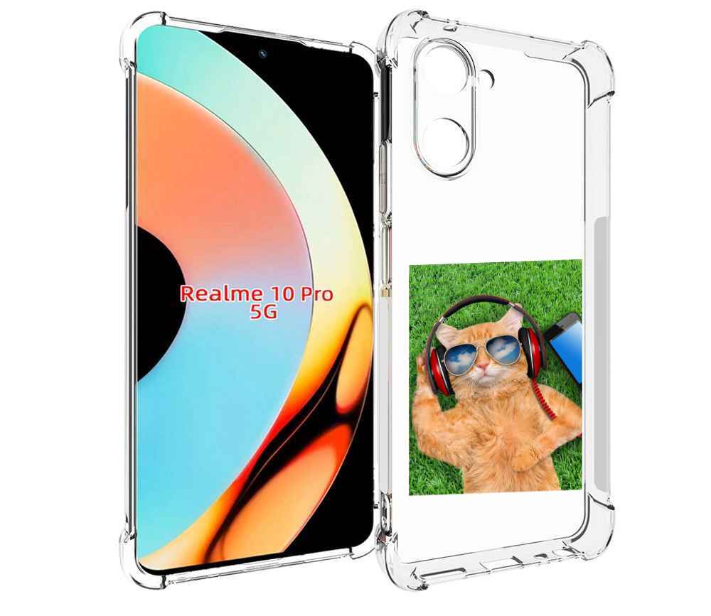 

Чехол бампер MyPads Кот-кайфарик для Realme 10 Pro противоударный, Прозрачный, Tocco