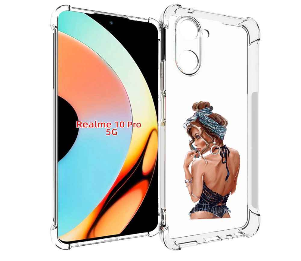 

Чехол бампер MyPads Красивая-дама женский для Realme 10 Pro прот..., Прозрачный, Tocco