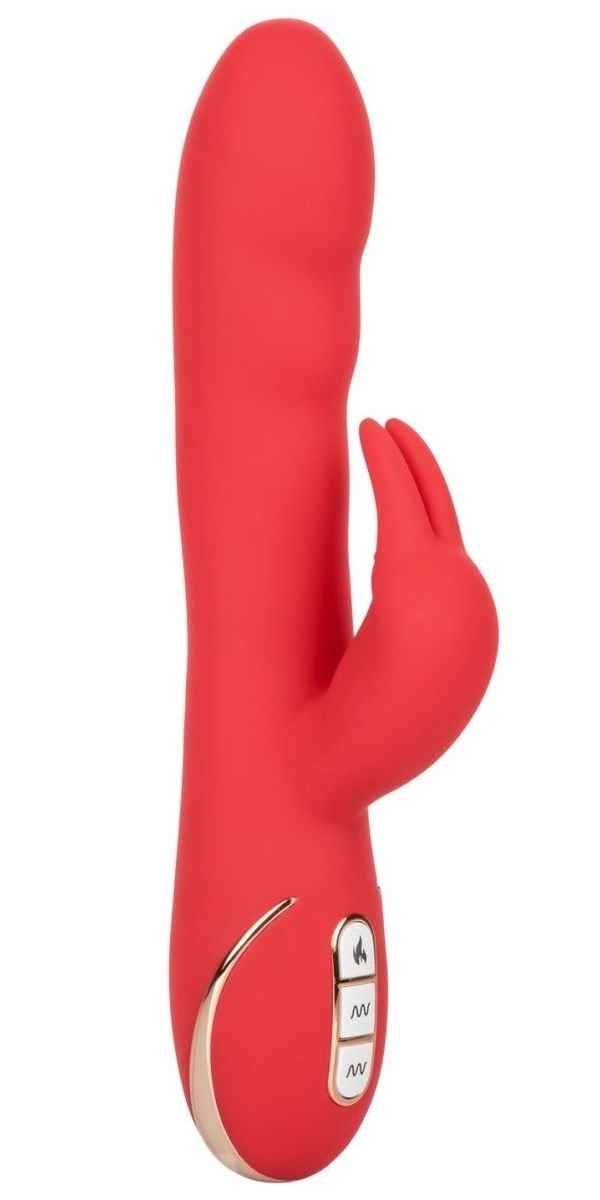 фото Вибромассажер california exotic novelties heated silicone ultrasoft rabbit красный 12,7 см