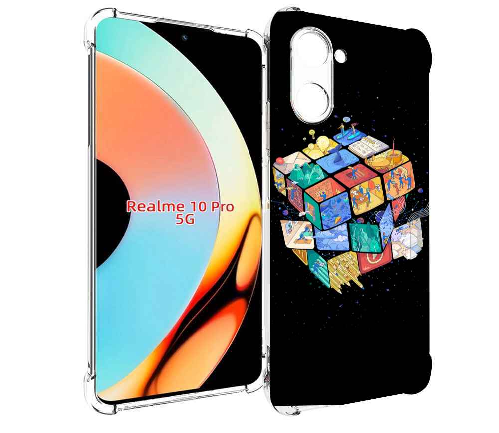 

Чехол бампер MyPads Кубик-Рубика для Realme 10 Pro противоударный, Прозрачный, Tocco