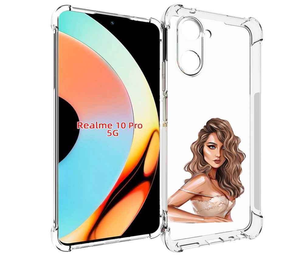

Чехол бампер MyPads Кудрявая-девушка женский для Realme 10 Pro п..., Прозрачный, Tocco