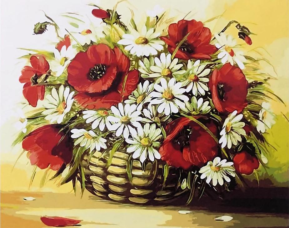 

Картина по номерам Paintboy Маки и ромашки, 40x50, Маки и ромашки