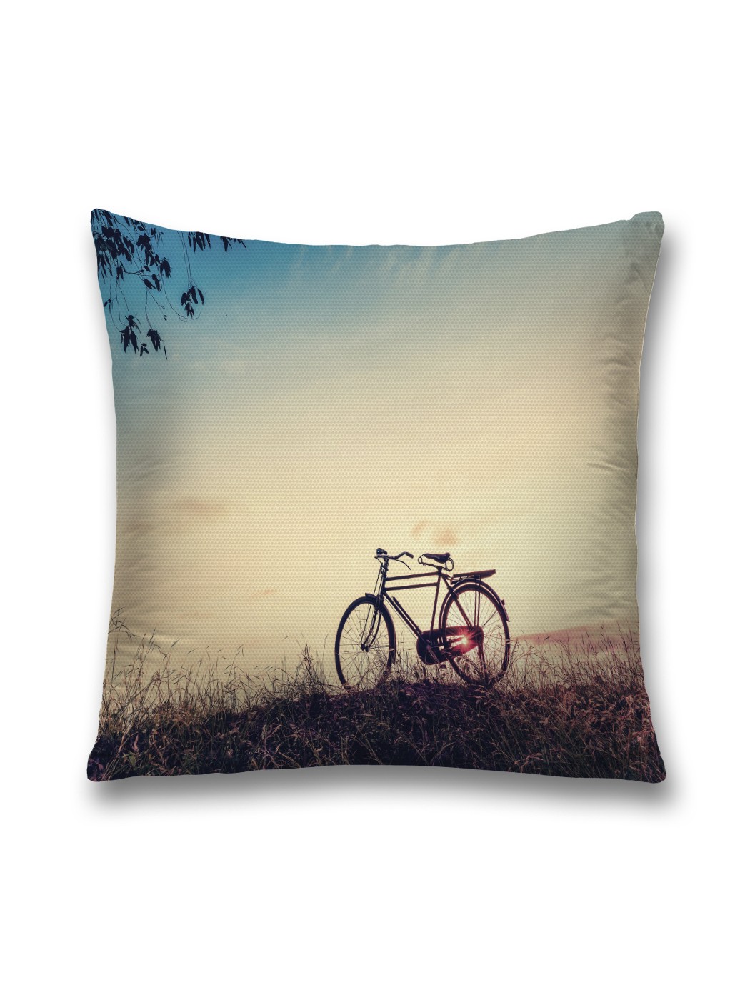 фото Наволочка joyarty декоративная "рассветный велосипед" на молнии, 45x45 см