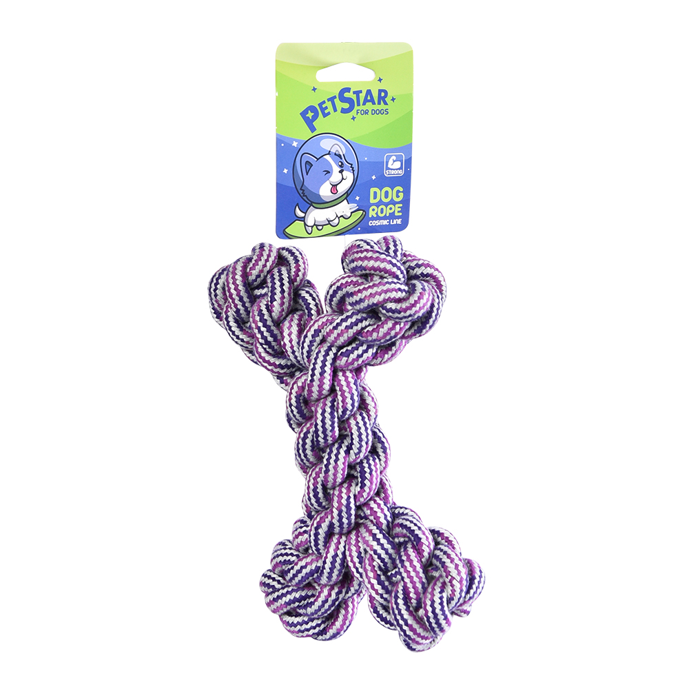 Игрушка для собак PET STAR Косточка веревочная фиолетовая, текстиль, 18х10см