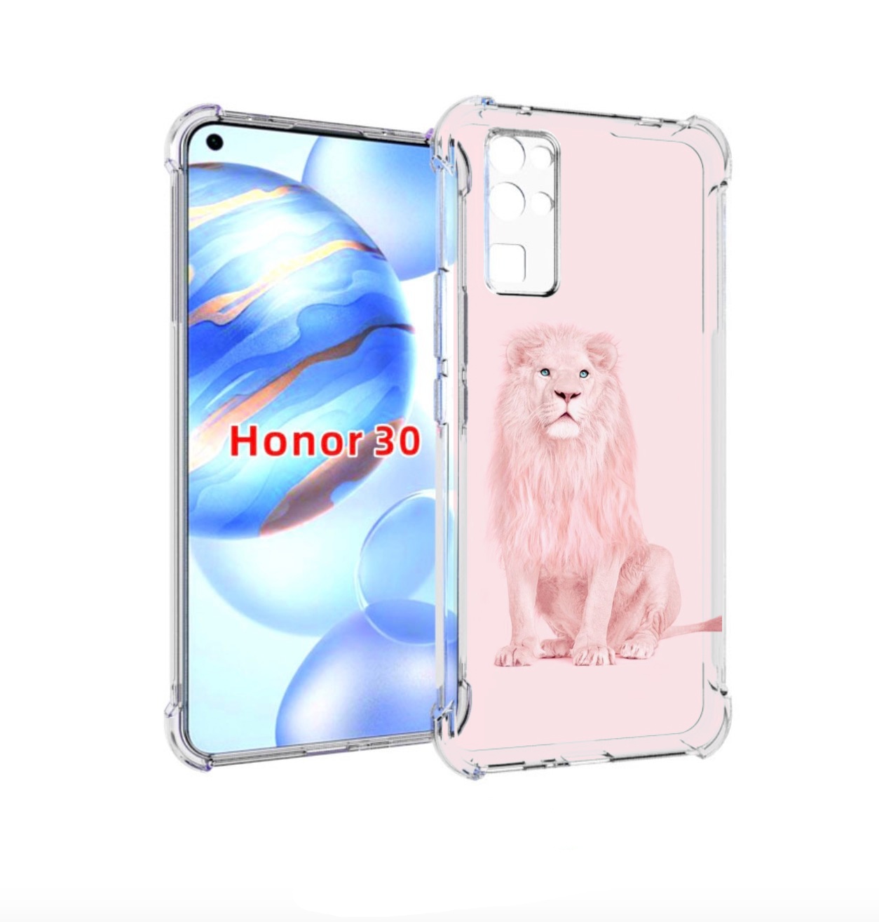

Чехол бампер MyPads Розовый-лев для Honor 30 (BMH-AN10) противоу, Прозрачный, Tocco