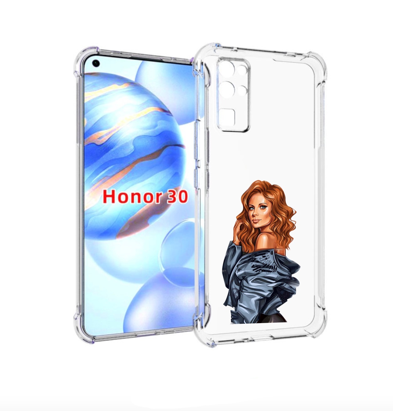 

Чехол бампер MyPads Рыжая-девушка женский для Honor 30 (BMH-AN10, Прозрачный, Tocco