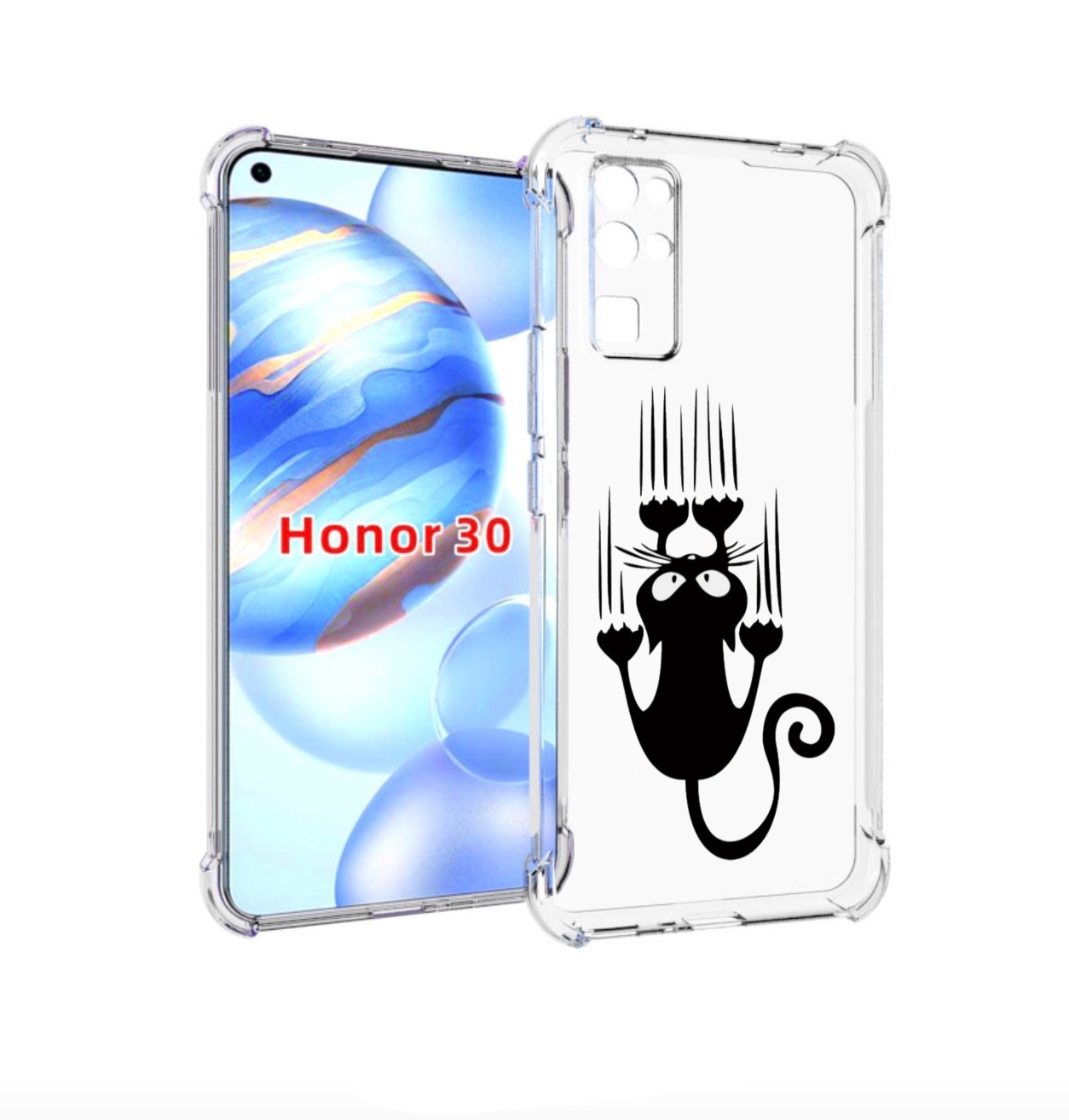 

Чехол бампер MyPads Свисающий-кот для Honor 30 (BMH-AN10) против, Прозрачный, Tocco