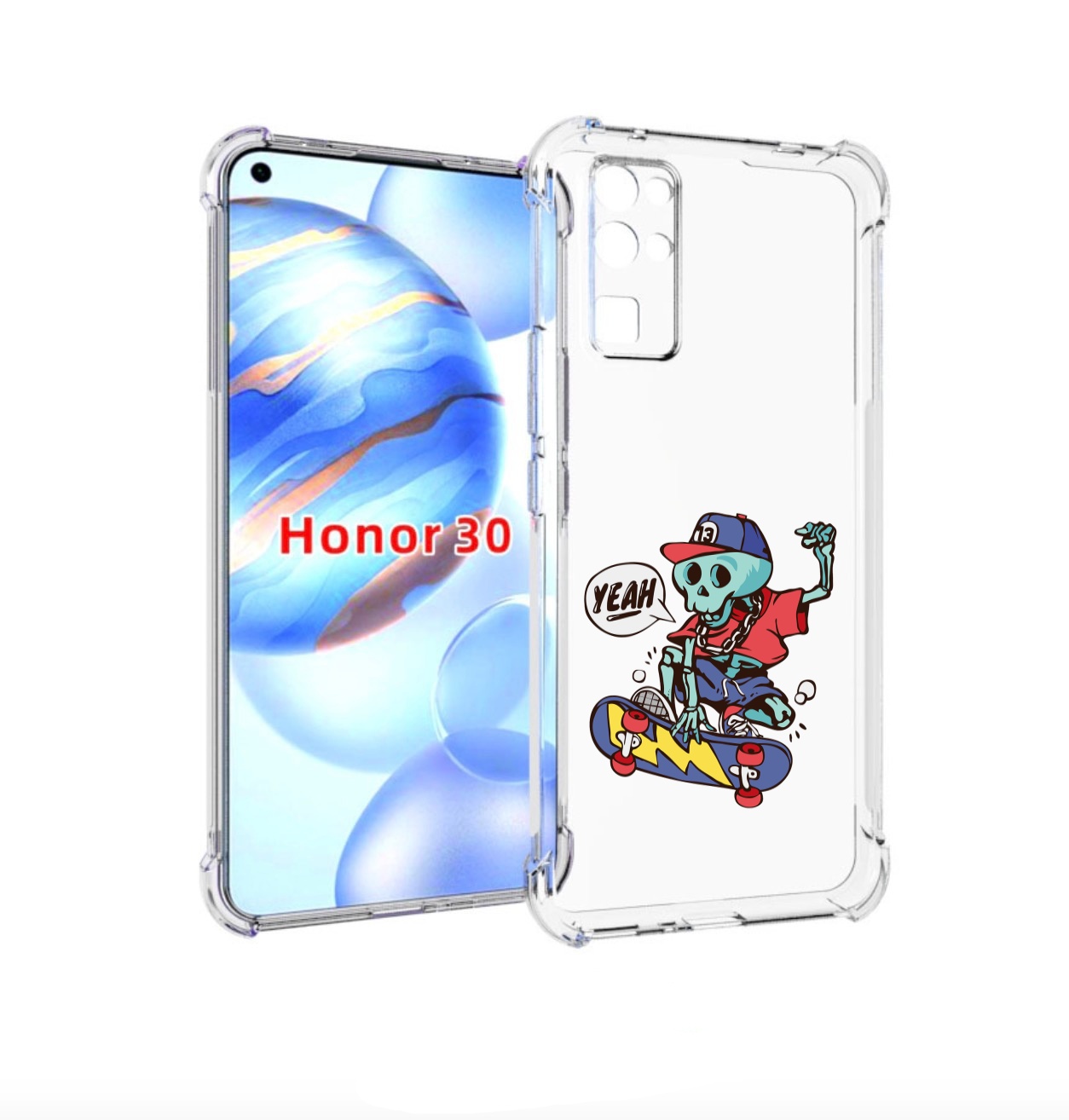 

Чехол бампер MyPads Скелет-на-скейте для Honor 30 (BMH-AN10) про, Прозрачный, Tocco