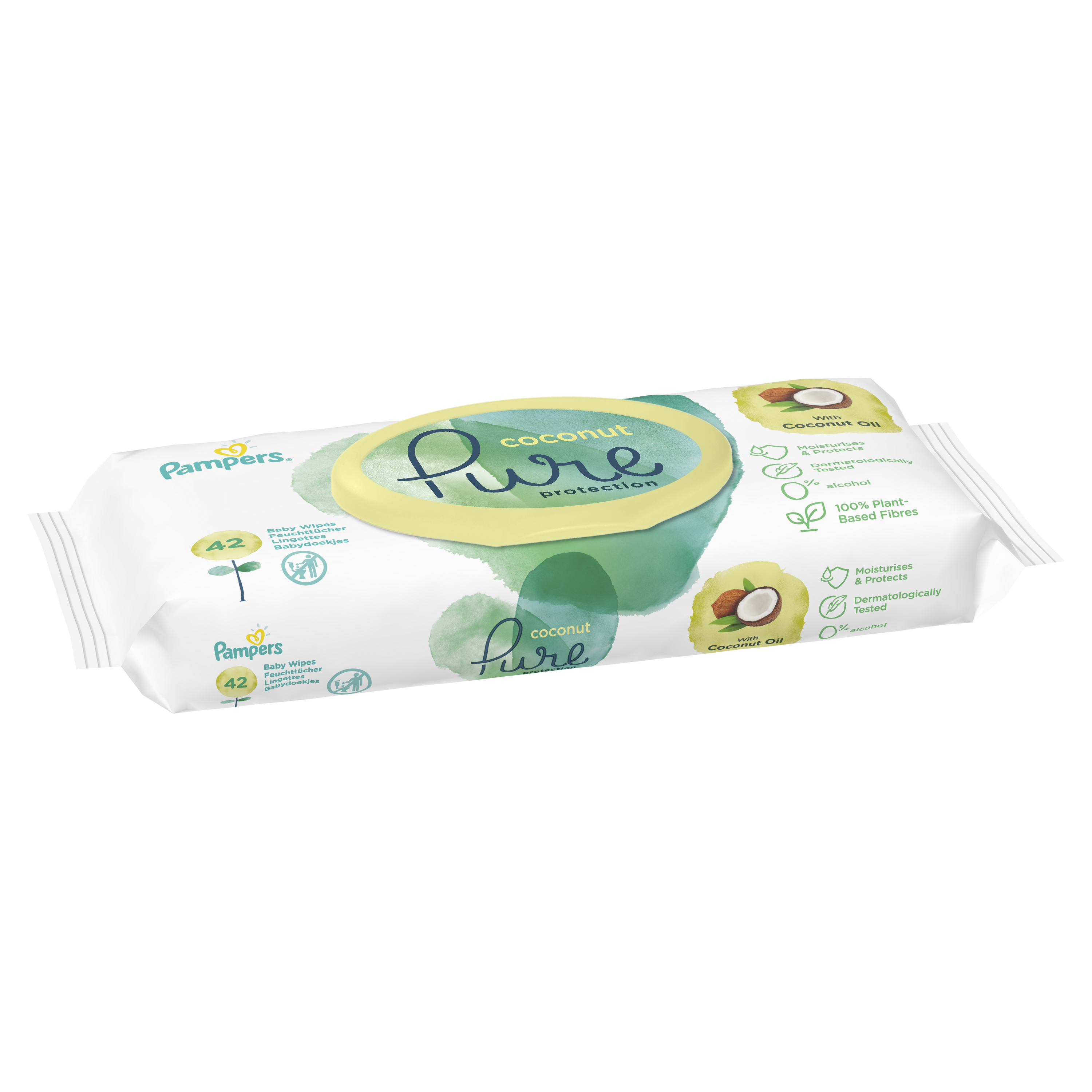 фото Детские влажные салфетки pampers pure coconut 42 шт.