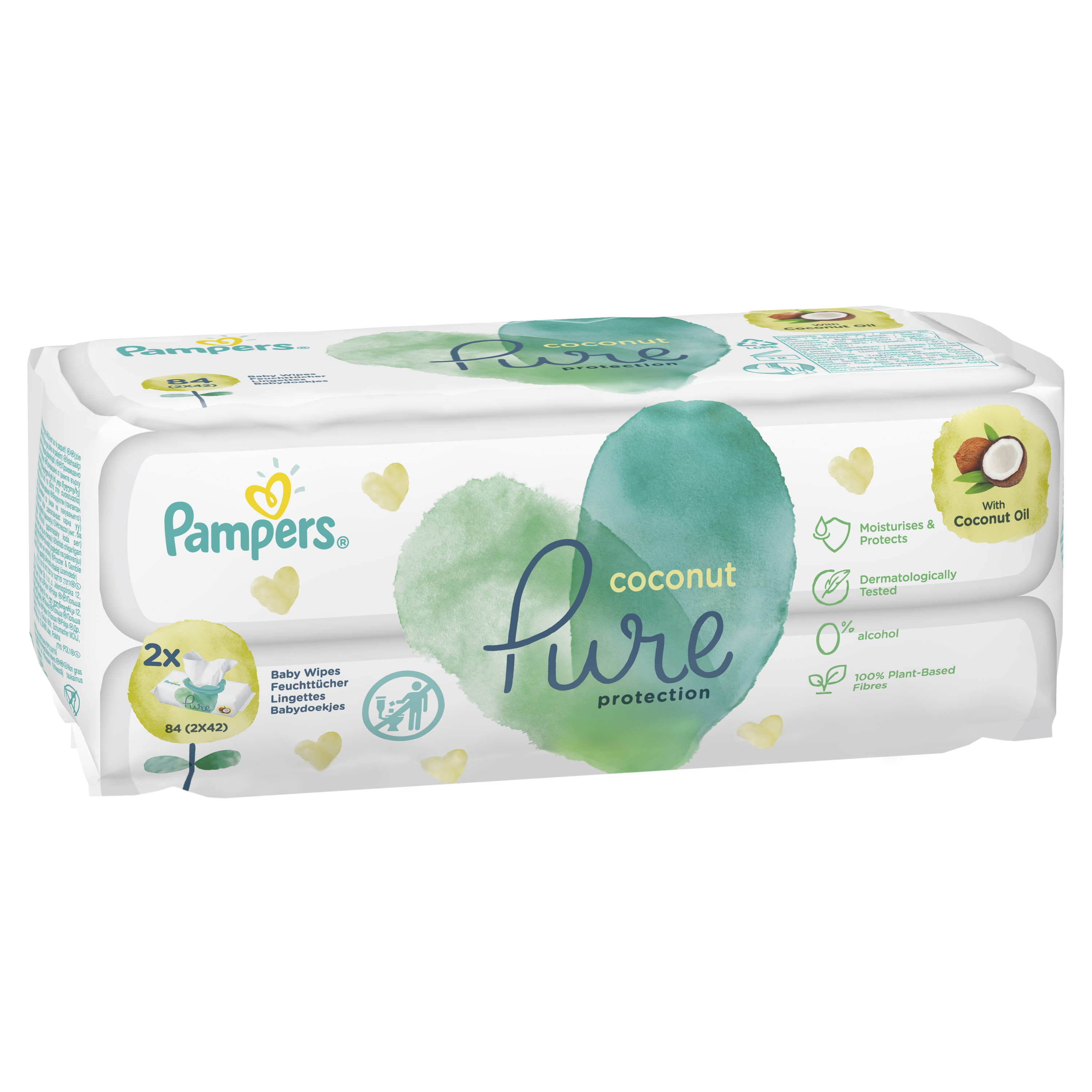 фото Детские влажные салфетки pampers pure coconut 84 шт.