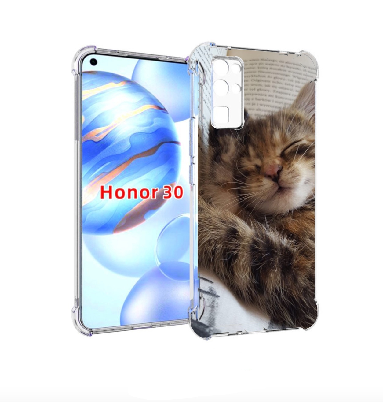 Чехол бампер MyPads Спящий-котенок для Honor 30 (BMH-AN10) проти