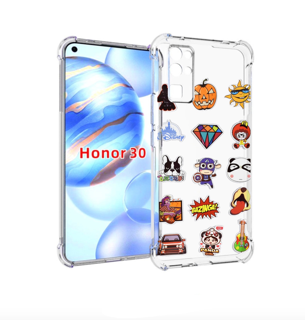 

Чехол бампер MyPads Стикеры-2 для Honor 30 (BMH-AN10) противоуда, Прозрачный, Tocco