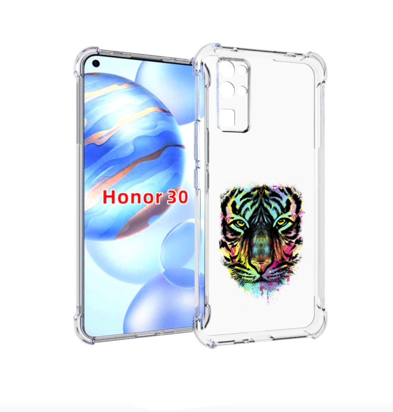 

Чехол бампер MyPads Тигр 1 для Honor 30 (BMH-AN10) противоударный, Прозрачный, Tocco
