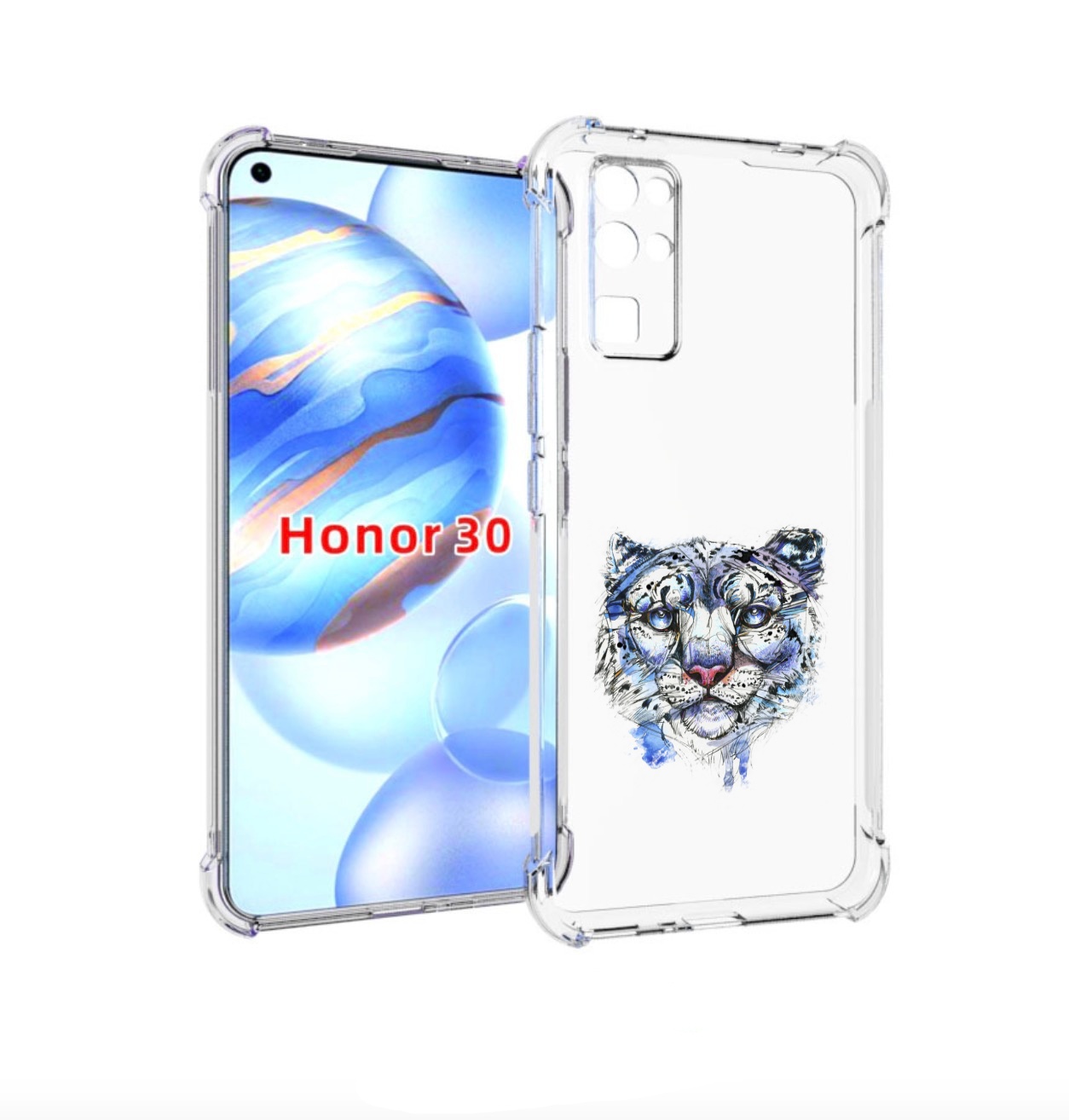

Чехол бампер MyPads Тигр 4 для Honor 30 (BMH-AN10) противоударный, Прозрачный, Tocco