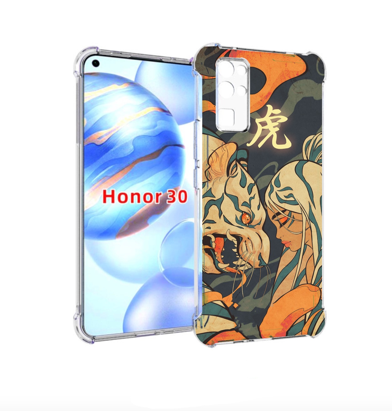 

Чехол бампер MyPads Тигр и девушка друзья для Honor 30 (BMH-AN10, Прозрачный, Tocco
