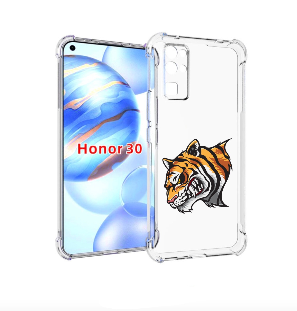 

Чехол бампер MyPads Тигр для Honor 30 (BMH-AN10) противоударный, Прозрачный, Tocco