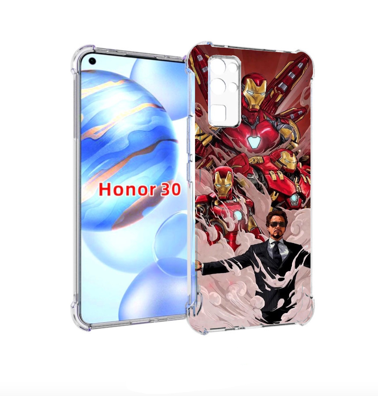 

Чехол бампер MyPads Тони-Старк-и-костюмы для Honor 30 (BMH-AN10), Прозрачный, Tocco