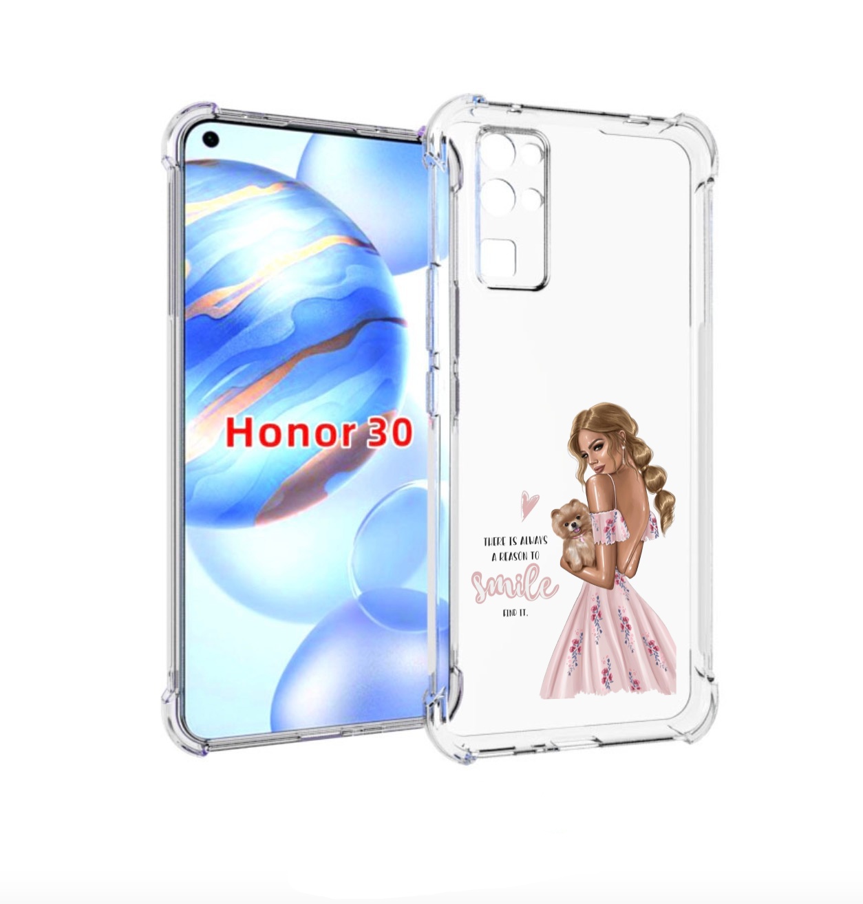 

Чехол бампер MyPads Улыбайся-чаще женский для Honor 30 (BMH-AN10, Прозрачный, Tocco